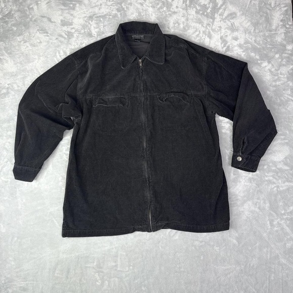 Y2k Anchor Blue Jacket Mens Large Corduroy jacket Black Full Zip - Picture 1 of 6
